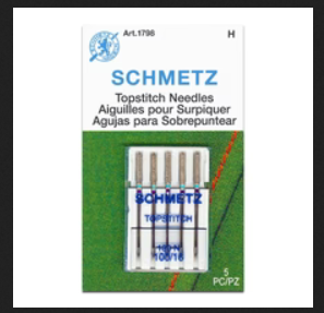A package of Schmetz topstitch needles.